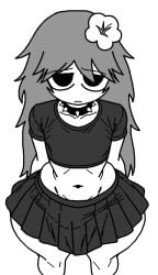 sewerslvt sewerslvt_(artist) jvne_(sewerslvt) music_(culture) traced white_skin shirt black_shirt belt spiked_collar long_hair flat_chest shortstack thick_thighs thighs skirt looking_at_viewer 1girls