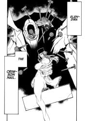 big_ass big_breasts black_hat comic_page comic_panel edit edited_screencap elendira_the_crimsonnail elendira_the_crimsonnail_(trigun_maximum) futanari impalement large_breasts legato_bluesummers long_hair manga manga_page manga_panel nails naked naked_female naked_futa penis scarf screencap suitcase trigun trigun_maximum
