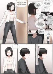 1girl 1girls ass ass_focus big_ass black_hair black_shorts blonde_female blonde_male boy boys brap brother brother_and_sister butt comic comic_page conversation dialogue female femdom game gasbox girl hair hands_on_face hoodie huge_ass huge_butt huge_thighs jean_shorts jeans kemonomimi light-skinned_female light-skinned_male light_skin male playing shiny shiny_clothes short_hair sister sleeping smelly speech_bubble sweat sweatdrop sweating sweaty sweaty_body text thighs thighs_bigger_than_head white_clothes white_clothing yakbang