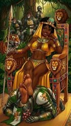 1girl 4boys african_female afro ai_generated barefoot bdsm beaten black_eyes black_female black_girl bondage bound bracelet breasts clothed clothed_sub crown crying dark-skinned_female dark_hair dark_skin defeated defeated_male dominant dominant_female domination ebony ebony_female execution fearful_expression feet feet_fetish femdom femme_fatale foot_fetish foot_focus foot_stool footrest footstool gagged gagged_male girl_on_top goddess gold_jewelry golden_bikini golden_bracelets golden_jewelry golden_necklace golden_throne happy happy_dom happy_female heart_symbol hearts_around_head hips human_footstool human_furniture humiliated humiliated_male humiliation humiliation_fetish in_love jewelry jungle kneeling knight knight_armor legs lion loser loser_submits malesub medium_breasts mistress mistress_and_slave mocking necklace on_knees open_smile original_character princess queen relaxed_expression relaxing royalty sad_sub seduced seductive seductive_smile sexy_feet sexy_female sexy_smile sitting sitting_on_chair sitting_on_throne slave slave_boy slavery smile smiling smiling_at_viewer smiling_female soles soles_fetish submissive tears teeth teeth_showing throne tied_up tiger toes tree victorious_female winner yellow_bra
