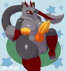 anthro areola balls big_areola big_balls big_breasts breasts dragon erection genitals glistening glistening_body grey_body hair hi_res huge_breasts knot knotted_penis long_tail male mythological_creature mythological_scalie mythology neck_tuft nipples overweight overweight_male paws penis presenting scalie short_hair sitting solo spread_legs spreading star tail thick_thighs tuft wide_hips yellow_areola yellow_eyes yellow_penis zariorwen