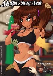 1girls athletic athletic_female being_groped black_bra black_panties bottle bra bracelet breasts breedable breeding_material brown_hair choker cover_page disembodied_hand earrings grabbing_breast grabbing_hips grabbing_thigh grabbing_waist green_eyes groping hand_on_head hand_on_shoulder hand_on_thigh hand_on_waist hips hourglass_figure large_breasts looking_down mole mole_on_breast mole_on_face muffin_(muffinknight) muffinknight nose_piercing panties ponytail potion solo solo_female solo_focus spilling spilling_liquid surprised tan tan-skinned_female tan_body tan_skin thick_thighs thighhighs thin_waist underwear wife_material