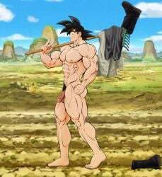 dragon_ball dragon_ball_z goku son_goku verilik 1boy abs bara biceps penis flaccid flaccid_penis black_hair foreskin genitals pubic_hair pubes male male_only male_focus muscular muscular_male naked nude nude_male pecs big_pecs nipples saiyan saiyan_male solo solo_male spiky_hair masculine_male masculine uncensored
