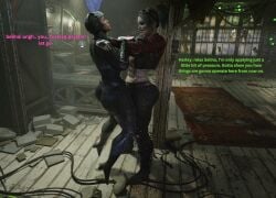 3d catwoman catwoman_(injustice) choke_hold choking comic comic_page dc dc_comics deadlockdead futa_on_female futanari harley_quinn harley_quinn_(injustice) injustice:_gods_among_us injustice_2 lifting nova3d selina_kyle
