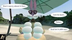 3_toes 3d_(artwork) absurd_res aldenyates animal_humanoid anthro barefoot beach bugs_bunny digital_media_(artwork) feet first_person_view foot_fetish foot_focus foot_play footjob genitals happy hi_res hindpaw human human_on_anthro humanoid humanoid_genitalia humanoid_penis interspecies lagomorph leporid looking_at_another looking_at_viewer looking_down looney_tunes looney_tunes_cartoons lying mammal on_back paws penis rabbit seductive sex sex_on_the_beach toes warner_brothers
