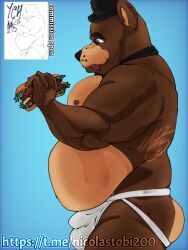 bear chubby chubby_male five_nights_at_freddy's fnaf freddy_(fnaf) freddy_fazbear furry furry_male gay jockstrap nipples solo ych ych_(character)