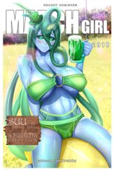 beer_mug english female fence grass green_eyes hat krabby_(artist) large_breasts monster_girl monster_musume_no_iru_nichijou mug patreon patreon_reward patreon_username pole slime_girl st._patrick's_day suu_(monster_musume) swimsuit tentacle_hair top_hat tree