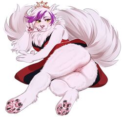 anthro ass blush clothed clothing dress feline female fur furry furry_only jush looking_at_viewer looking_back makeup mammal mascara pussy smile solo tail thick_thighs