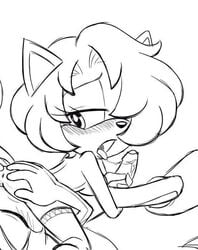 2017 anthro blush breasts chibi-jen-hen duo fan_character feline fellatio female hair hi_res jade_the_cat male mammal oral penis sex shadow_the_hedgehog short_hair simple_background sonic_(series) straight white_background