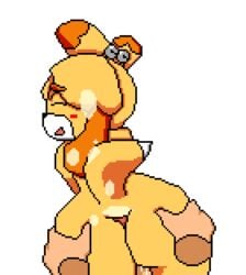 animal_crossing animated anthro blush buttjob canid canine canis covered_buttjob cum cum_on_ass cum_on_ear cum_on_hair cum_on_tail cumshot disembodied_hands female fur furry isabelle_(animal_crossing) male male/female nintendo nude penis pixel_art ruw_ruler short_playtime tail