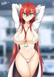 absurdres bikini breasts cleavage female female_only green_eyes highres huge_breasts long_hair looking_at_viewer rad_racer red_hair sedurin_(soul_worker) solo soul_worker