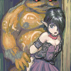 1boy 1girls black_eyes black_hair breasts cfnm cleavage color doggy_style female from_behind goron hylian implied_sex interspecies lowres male nintendo nipples nude pointy_ears sketch straight straight_hair the_legend_of_zelda twilight_princess