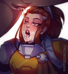 2d 2girls brigitte brigitte_lindholm clothed_female_nude_female cum cum_in_mouth cum_in_pussy cupcake992 female female_only heart-shaped_pupils lesbian multiple_girls overwatch pussy pussy_juice unknown_female yuri