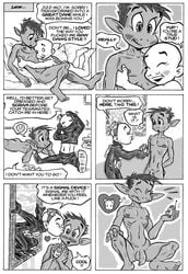 anal_insertion beast_boy comic dc_comics dildo flaccid gay gizmo male male_only monochrome penis straight_hair teen_titans