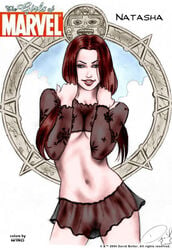 1girls 2004 avengers black_widow_(marvel) david_boller female hourglass_figure lingerie marvel marvel_comics natasha_romanoff nitro straight_hair