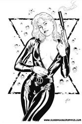 black_widow_(marvel) glasshousegraphics marvel marvel_comics monochrome natasha_romanoff nipples straight_hair superheroine tagme yelena_belova