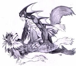 anthro artist_request balls blush canine capcom claws darkstalkers duo erection eye_contact furry furry_only gallon gay humanoid_penis imminent_sex interspecies jon_talbain lying male male_only monster naked nipples nude paws penis rikuo toe_claws video_games werewolf yaoi