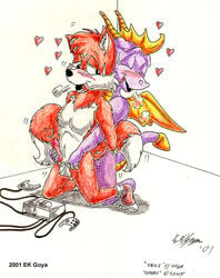 2001 anthro canine crossover dragon ek_goya fox fur heart interspecies kneeling male male_only mammal multiple_males nude sonic_(series) spyro spyro_the_dragon straight_hair tail tails wings yaoi