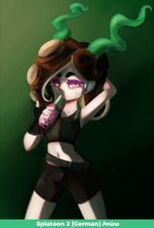 drinking elite_octoling green_hair half-dressed nintendo octarian octoling splatoon