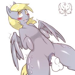 2016 anus balls blonde_hair blush clitoris cold-blooded-twilight cutie_mark derp_eyes derpy_hooves disembodied_penis duo equine erection feathered_wings feathers female feral friendship_is_magic grey_feathers hair hi_res male male_penetrating mammal my_little_pony navel nude open_mouth pegasus penetration penis pussy sex simple_background solo_focus straight vaginal_penetration white_background wide_hips wings yellow_eyes