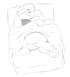 amazin-arts anus balls bed bed_sheet bedding casual_nudity clothing ears_back ears_down equine feral hi_res hoodie hooves horse lying male male_only mammal my_little_pony on_side pillow pony raised_tail simple_background sleeping solo white_background