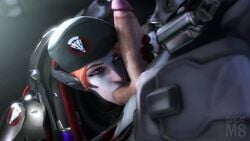 3d animated ball_sucking beret blackwatch_moira blizzard_entertainment clothes fellatio greatm8 heterochromia loop moira no_sound overwatch penis red_hair source_filmmaker video