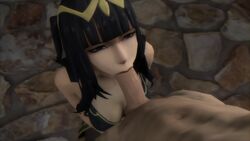 1boy 1girls 3d animated black_hair breasts cleavage clothed_female_nude_male fellatio fire_emblem fire_emblem_awakening long_hair nintendo no_sound nude oral pallidsfm penis tagme tharja_(fire_emblem) uncensored video