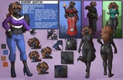 anthro anus ass big_breasts black_body black_fur black_labrador blizzard_entertainment blue_nose blue_tongue blush bodily_fluids breasts brown_eyes brown_hair canid canine canis cervix claws clothing conditional_dnp costume digital_media_(artwork) domestic_dog english_text female footwear fur gaping gaping_pussy genital_fluids genitals hair hand_on_hip hi_res high_heels jay_naylor jewelry licking licking_lips licking_own_lips mammal midriff model_sheet multiple_positions navel necklace nipples nude open_mouth open_smile pawpads paws pussy self_lick shar_pei sherri_mayim shoes simple_background smile solo speculum text toe_claws tongue tongue_out vaginal_penetration video_games warcraft