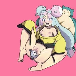 1girls barefoot bottomless breasts feet iono_(pokemon) living_insertion magnemite nintendo nipples pokémon_(species) pokemon pokemon_(species) pokemon_sv pokpa pussy shluv98bu snorlax soles spread_legs tagme toes unbirthing