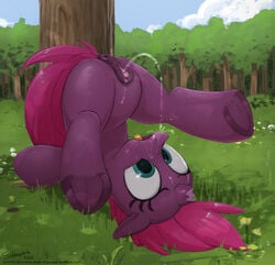 2018 absurd_res anatomically_correct anatomically_correct_pussy anus broken_horn equine eyelashes female feral fizzlepop_berrytwist_(mlp) hair hi_res hooves horn mammal my_little_pony my_little_pony_the_movie open_mouth outdoor_pee outside peeing peeing_on_self pussy selenophile solo tempest_shadow_(mlp) tongue tree underhoof unicorn urinating urinating_female urination urine watersports