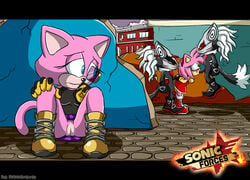 2boys 2girls ambiguous_penetration amy_rose boots breasts camellia_the_cat city custom_character_(sonic_forces) female forced hedgehog hedgehoglove infinite_(sonic) jackal male mammal multiple_females multiple_males nipples oral partially_clothed penetration penis pink_fur presenting presenting_pussy pussy rape sitting sonic_(series) sonic_forces spread_legs spreading