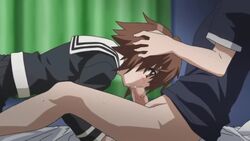 10s animated brown_hair censored chinatsu_(swing_out_sisters) deepthroat fellatio hands_on_head incest irrumatio oral penis short_hair swing_out_sisters