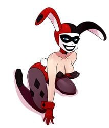 1girls arttmadness batman:_the_animated_series batman_(series) big_breasts black_lips bunny_ears bunny_girl bunny_tail bunnysuit cleavage dc dc_comics dcau female female_only harley_quinn harley_quinn_(classic) high_heels lipstick solo