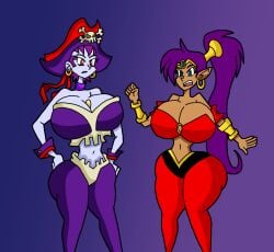 2girls alternate_breast_size female female_only multiple_girls risky_boots shantae shantae_(character) tagme tensiisphere