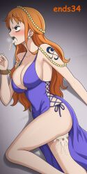 after_oral after_rape after_sex after_vaginal ai_generated angry angry_face big_breasts dress ends34 female female_focus female_only jewelry long_hair looking_down nami nami_(one_piece) one_piece orange_hair solo solo_female tattoo