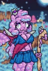 :3 :3_face axolotl_fishies big_breasts breasts crown midriff queen_slime self_upload selfie skirt slime slime_girl slime_hair staff tagme terraria