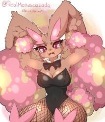 big_breasts breasts cleavage_cutout female fishnets furry huge_breasts leggings lopunny ori_lobit pokemon pokemon_(species) thick_thighs