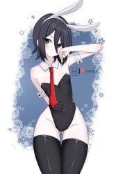 1girls ass_visible_through_thighs bleach bunnysuit female female_only kuchiki_rukia lewdlux petite solo