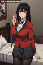 ai_generated aindroidparanoid black_hair huge_ass huge_breasts huge_butt jabami_yumeko kakegurui large_ass large_breasts narrow_waist red_eyes school_uniform schoolgirl shirt skirt stable_diffusion straight_hair