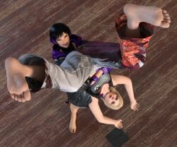 2girls barefoot choking feet female female_only foot_fetish image_set lidia_sobieska reina_mishima ryona ryonafan45 tekken tekken_8 yuri