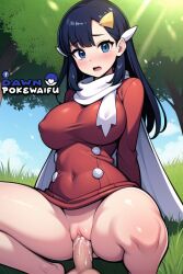 ai_generated big_penis blue_eyes blue_hair blush cowgirl_position dawn_(pokemon) ejaculation game_freak nintendo penis pokemon pokemon_bdsp pokemon_dppt pussy pussy_ejaculation red_coat riding_penis scarf sex thighs vagina vaginal_penetration winter_clothes