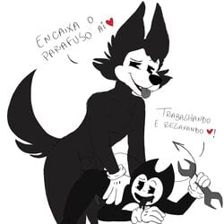 2boys anal anthro bendy bendy_and_the_ink_machine boris_the_wolf foreskin furry gay male_only no_humans small_penis tagme tongue tongue_out uncut