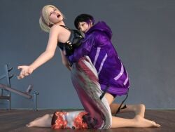 2girls 3d barefoot catfight choking faint feet female female_only foot_fetish fully_clothed image_set lidia_sobieska reina_mishima ryona ryonafan45 tekken tekken_8 yuri