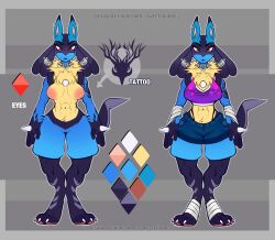 big_breasts breasts female lucario model_sheet pokemon pokemon_(species) pokemon_only sweet_chubbs tagme