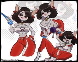 1female 1girl 1girls big_breasts big_thighs black_hair cat_ears cat_girl cat_humanoid catgirl croptop dark_hair evie_(fortnite) fortnite fortnite:_battle_royale furry furry_female furry_only gray_body gray_fur grey_body grey_fur grey_skin holding_gun hourglass_figure magaska19 playing_with_yarn red_bottomwear short_hair solo solo_female solo_focus thick_ass thick_butt thick_hips thick_legs thick_thighs tight_clothes tight_clothing tight_pants yarn_ball