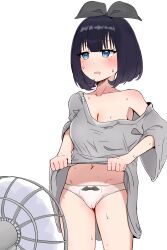 1girls argentine_flag argentinian blue_eyes blue_hair cameltoe cooling_off electric_fan fan female female_only hair_ornament hair_ribbon hot_day hungry_mouth indie_virtual_youtuber lifted_by_self lifted_shirt miouvt oversized_shirt petite_body pussy ribbon_panties short_hair sweat virtual_youtuber vtuber white_panties white_shirt white_skin