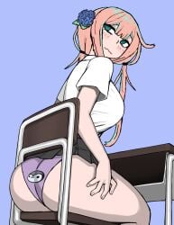 1girls ass ass_focus beelceteam beelceverse big_ass blush booty busty chair_embarrassment dat_ass embarrassed embarrassed_female female female_focus female_only green_eyes jackreaper lingerie looking_back panties pengushi pink_hair twitch twitter virtual_youtuber vtuber vtuberfanart youtube