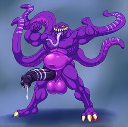 2018 3_toes 5_fingers abs anthro anthrofied balls big_balls big_penis blue_background cum cum_drip dripping final_fantasy fist flexing humanoid_penis hungothenomster long_tongue looking_at_viewer male male_only monster musclegut muscular muscular_male nipples nude penis precum purple_penis purple_skin red_eyes sharp_teeth simple_background smile solo square_enix standing teeth tentacle tentacle_monster thick_penis toes tongue ultros unusual_penis vein video_games yellow_sclera