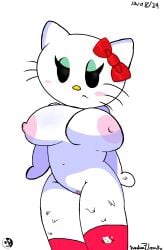 1girls 2024 big_breasts female_only hello_kitty hello_kitty_(character) hello_kitty_(series) huge_ass kitty_white no_humans no_sex pussy sanrio socks sweat tagme white_background white_body white_fur