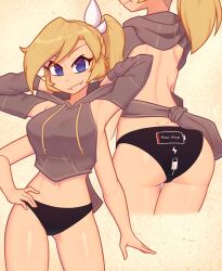 4_arms apple_inc. female hoodie looking_at_viewer nelly panties solo underwear xyroni